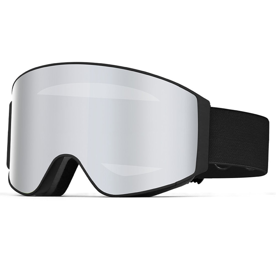 Ski goggles with silver mirror REVO lens and black frame