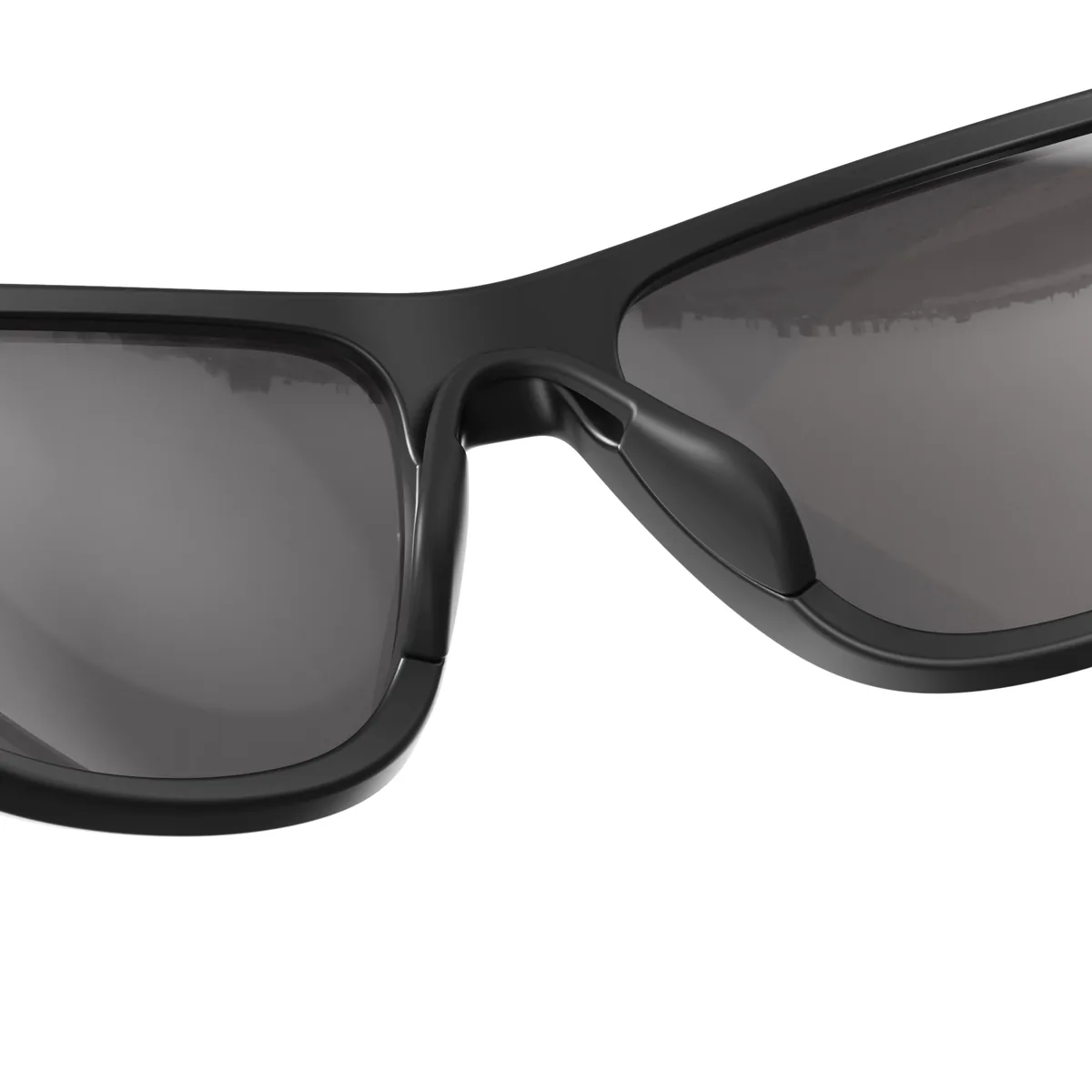 WORLUX KA01-01 full-rim sports sunglasses, matte black frame with orange red — nose pad detail