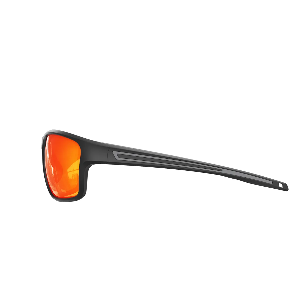 WORLUX KA01-01 full-rim sports sunglasses, matte black frame with orange red — side view