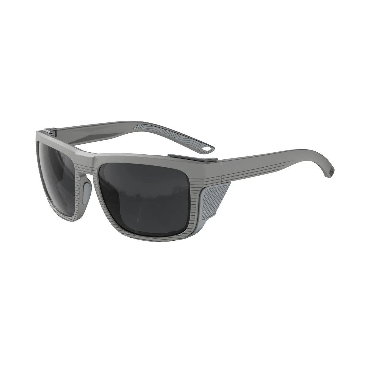 WORLUX KM-Y361F side-shield fishing sunglasses, pearl light grey grey — lens detail