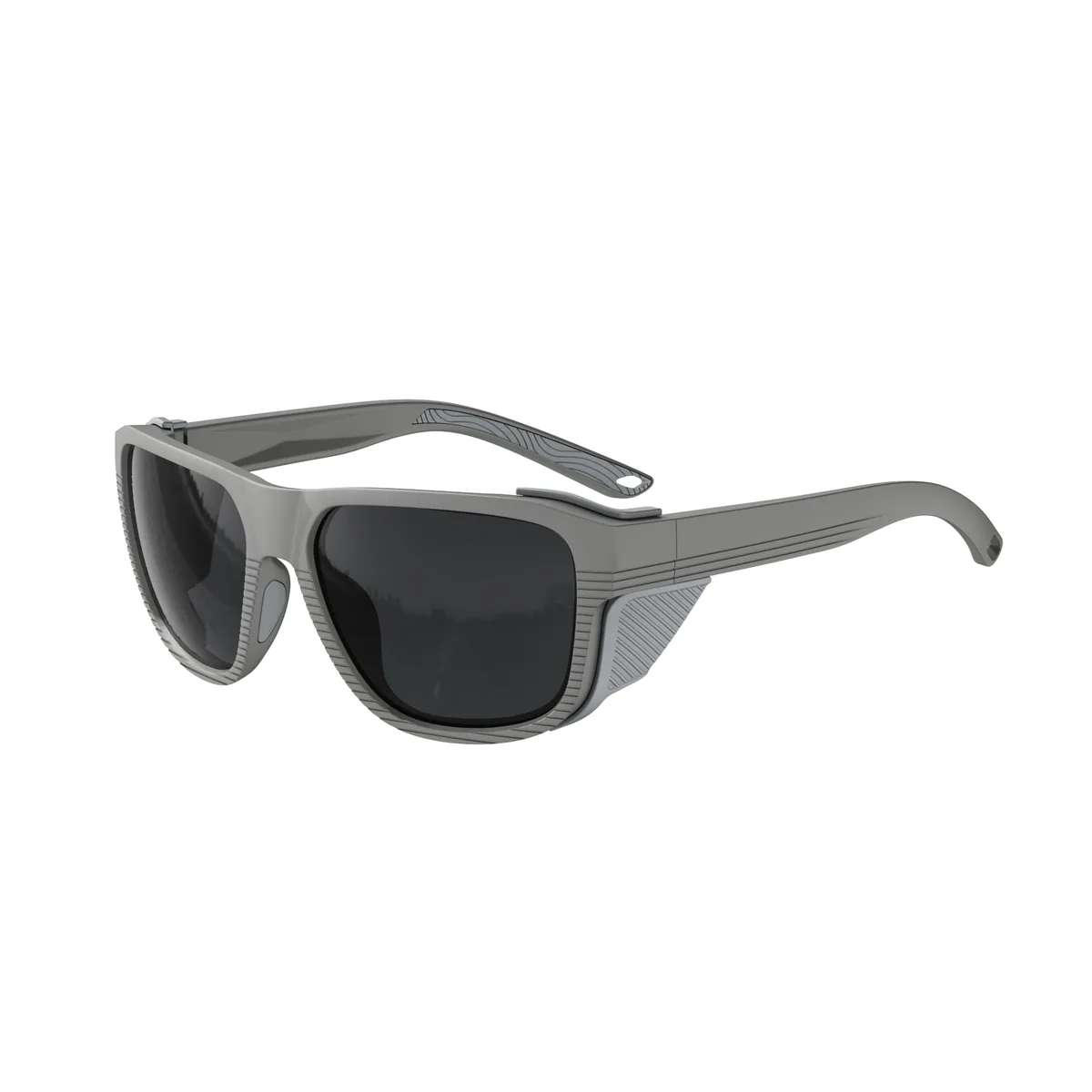WORLUX KM-Y360F side-shield fishing sunglasses, pearl light grey grey — lens detail